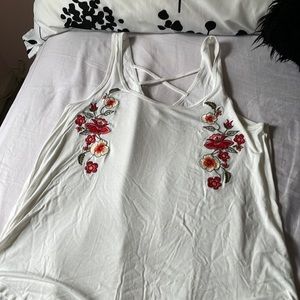 White Hollister tank top with floral print